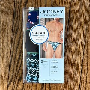 Jockey Men's Casual Cotton Stretch Thongs - Blue and Black